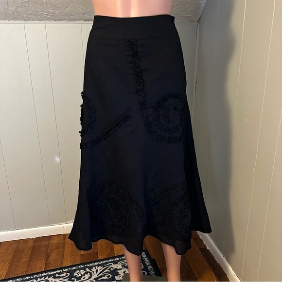 Marisa Christina Soutache Midi Skirt Size 4 | Godet Panel Boho Feminine Flare - Picture 3 of 14